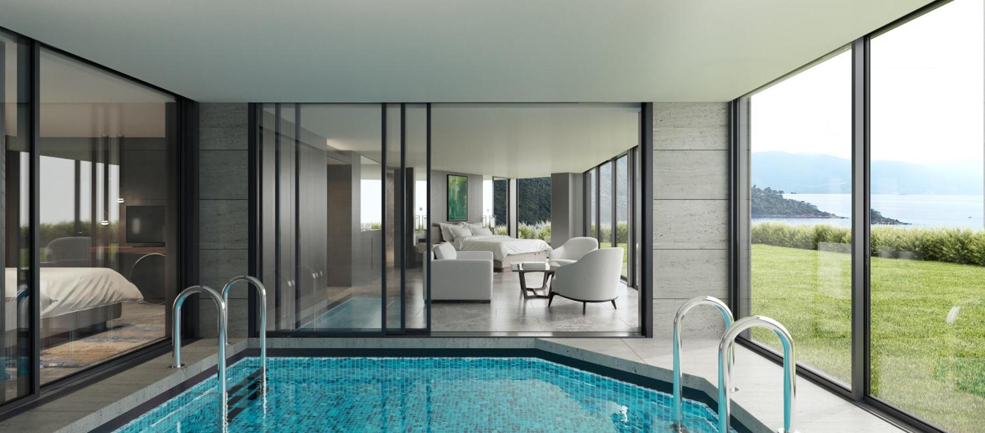 Suite 2 Chambres avec Piscine Intérieure et Balcon - Vue sur Mer